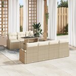 vidaXL Ensemble de canapé de jardin 8 pièces avec coussins beige en rattan poly