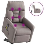 vidaXL Fauteuil inclinable de massage électrique Taupe Tissu