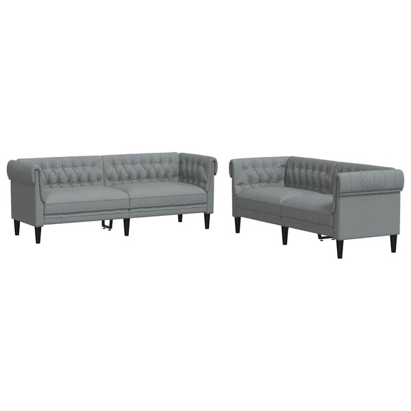 vidaXL Canapé de salon 2 Pièces Gris clair 201 5 x 74 5 x 74 5 cm tissu