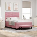 vidaXL Lit Box Spring avec Matelas & Banc Rose 160x200 cm Velours