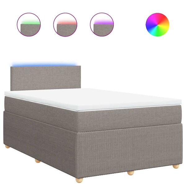 vidaXL Sommier à lattes de lit avec matelas taupe 120x190 cm tissu