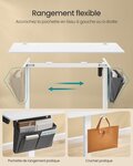 Bureau électrique assis-debout bureau réglable en hauteur 60 x 120 x (72-120) cm 4 hauteurs mémorisables pochette de rangement pour bureau blanc 12_0004572