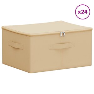 vidaXL Boîte de rangement 24 Pièces Crème 43 x 34 x 23 cm Tissu intissé