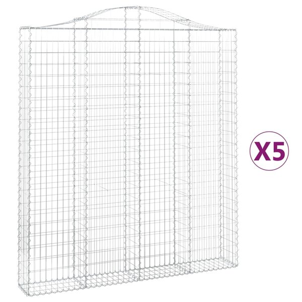 vidaXL Paniers à gabions arqués 5 Pièces 200x30x220/240 cm fer galvanisé