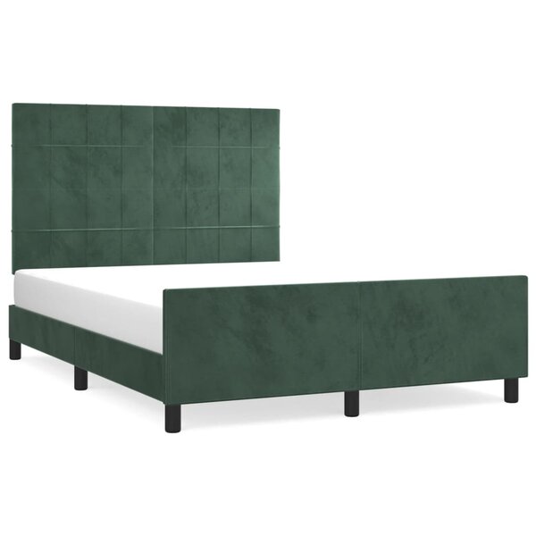 vidaXL Cadre de lit avec tête de lit Vert foncé 140x200 cm Velours