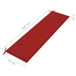 vidaXL Banc de jardin avec coussin rouge 175 cm Bois de teck massif