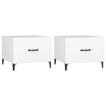 vidaXL Tables basses avec pieds en métal 2 Pièces Blanc 50x50x40 cm