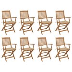 vidaXL Chaises pliables d'extérieur et coussins lot de 8 Bois d'acacia