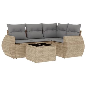 vidaXL Salon de jardin avec coussins 5 Pièces beige résine tressée