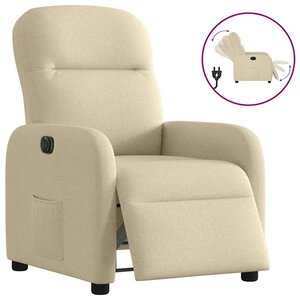vidaXL Fauteuil inclinable électrique Crème Tissu