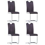 vidaXL Chaises à manger cantilever lot de 4 marron similicuir