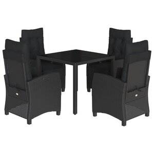 vidaXL Ensemble à manger de jardin coussins 5Pièces Noir Résine tressée
