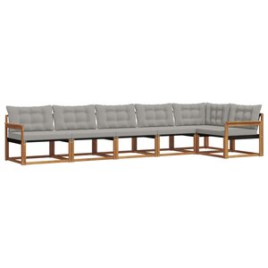 vidaXL Ensemble de canapés d'extérieur 6 Pièces Gris Naturel et Clair