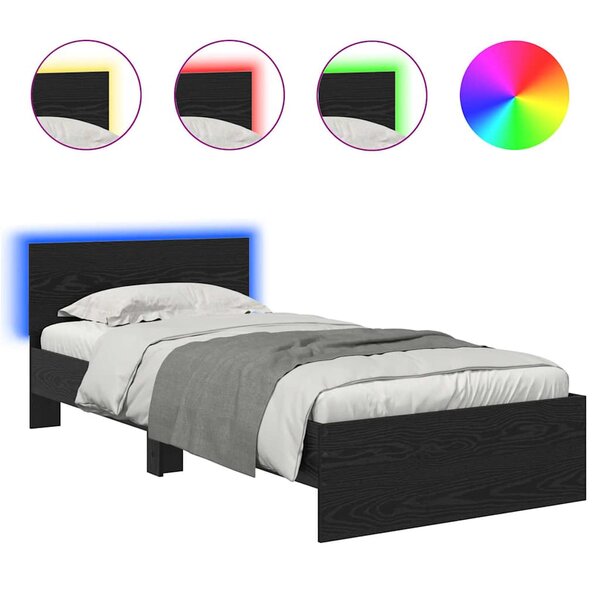 vidaXL Cadre de lit Chêne noir 90 x 190 cm Bois d'ingénierie