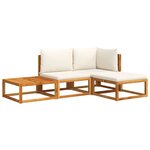 vidaXL Ensemble de canapés de jardin 4 pièces avec coussins en bois d'acacia et rotin