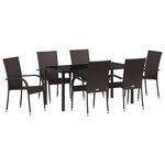 vidaXL Ensemble de salle à manger de jardin 7 pièces - Poly rotin marron
