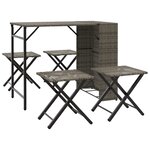 vidaXL Ensemble à manger de jardin 5 Pièces pliable gris résine tressée