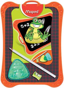 Ardoise à craie  plastique uni/quadrillé 20 x 28 cm Noire Avec Accessoires MAPED