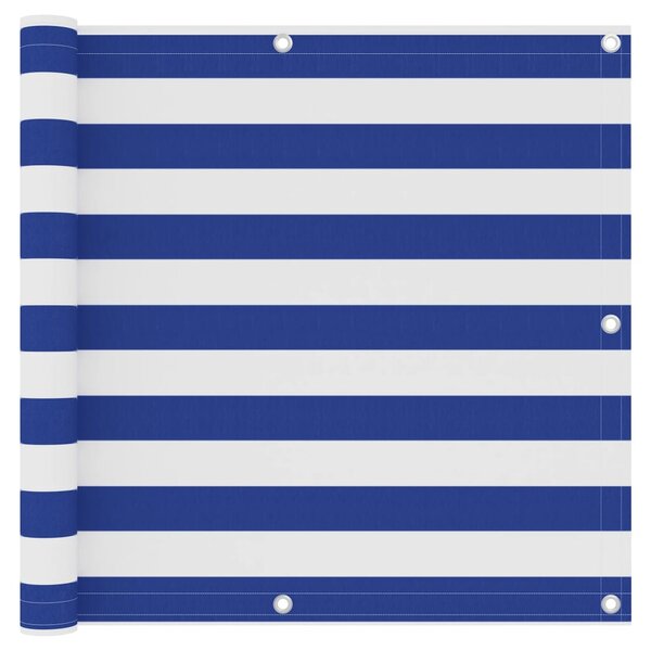 vidaXL Écran de balcon Blanc et bleu 90x500 cm Tissu Oxford