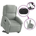 vidaXL Fauteuil inclinable Gris clair Velours