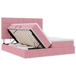 vidaXL Lit de rangement LED avec matelas Rose 200 x 200 cm Velours