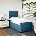 vidaXL Sommier à lattes de lit avec matelas bleu 80x200 cm velours