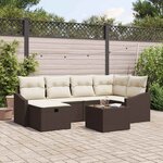 vidaXL Ensemble de canapé de jardin avec coussin 7 Pièces Marron  Crème