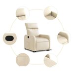 vidaXL Fauteuil inclinable Crème Tissu