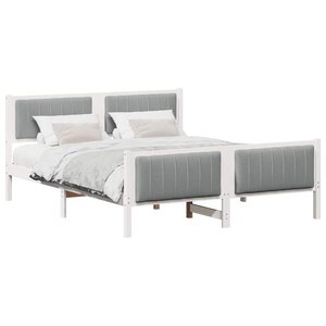 vidaXL Cadre de lit avec tête de lit Blanc et gris clair 150 x 200 cm