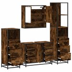 vidaXL Ensemble meubles salle de bain 4 Pièces chêne fumé bois ingénierie