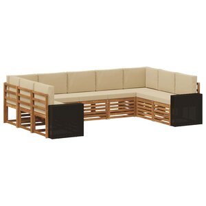 vidaXL Ensemble de canapé d'angle 9 Pièces Naturel et Beige Polyester