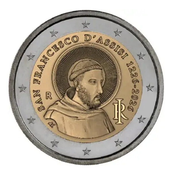 2 euros commémorative Italie 2026 - Saint François d'Assise.