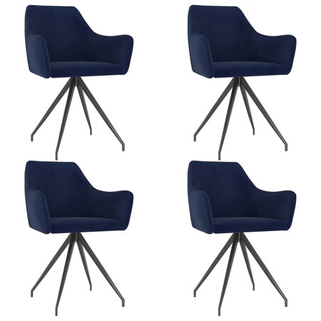 vidaXL Chaises à manger lot de 4 Bleu Velours