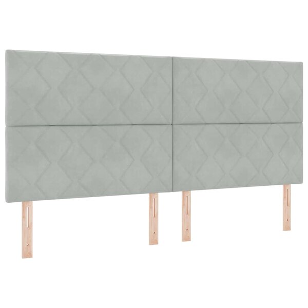 vidaXL Lit à ressorts avec matelas Gris clair 200 x 200 cm Velours