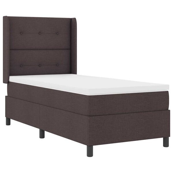 vidaXL Lit à ressorts avec matelas Marron foncé 90 x 190 cm tissu