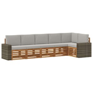 vidaXL Ensemble de canapé d'angle 6 Pièces Naturel et gris clair