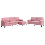 vidaXL Ensemble de canapés 3Pièces et coussins et traversins rose velours
