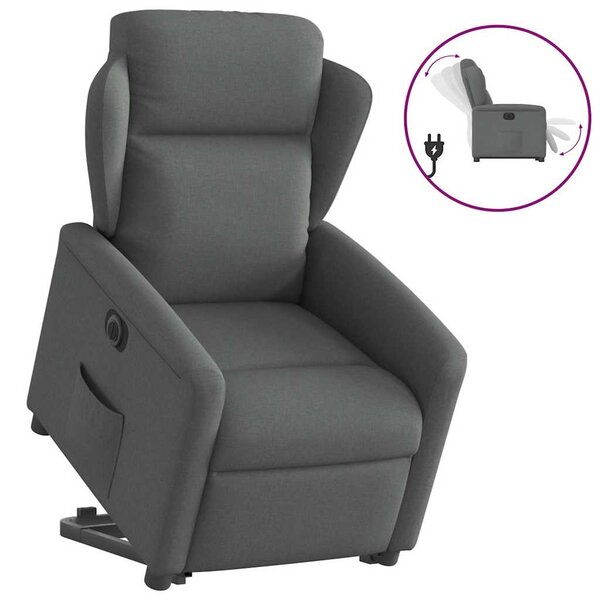 vidaXL Fauteuil inclinable électrique gris foncé tissu