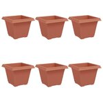 vidaXL Pot de Fleurs Carré 6 pc Rouge brique 38 x 38 x 30 cm Plastique