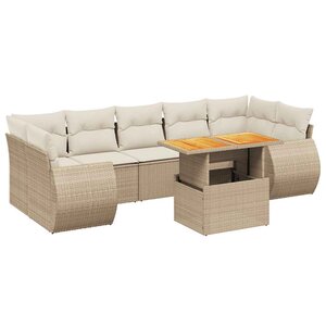 vidaXL Salon de jardin avec coussins 8 Pièces beige résine tressée