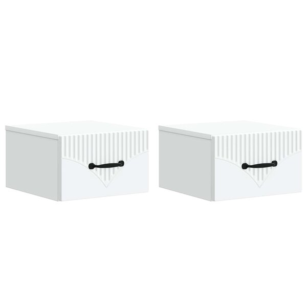 vidaXL Cabinet de chevet mural 2 Pièces Blanc 34 5 x 33 x 20 cm