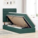 vidaXL Lit de rangement LED avec matelas Vert foncé 90 x 200 cm