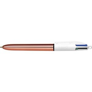 Stylo à bille rétractable 4colours shine pointe moyenne corps rose or x 12 bic