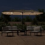 vidaXL Parasol de jardin à double tête avec LED taupe 449x265 cm