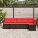 vidaXL Ensemble de canapé de jardin 6 Pièces Marron polyrotin