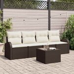 vidaXL Ensemble de canapé de jardin 5 Pièces Marron 55 x 55 x 37 cm