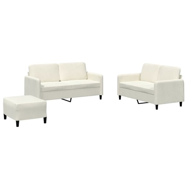 vidaXL Ensemble de canapés 3 Pièces crème velours