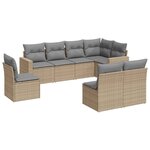 vidaXL Salon de jardin avec coussins 8 Pièces beige résine tressée