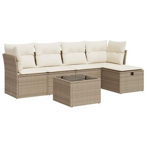 vidaXL Salon de jardin avec coussins 6 Pièces beige résine tressée