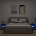 vidaXL Tables de chevet murales avec lumières LED 2 Pièces noir